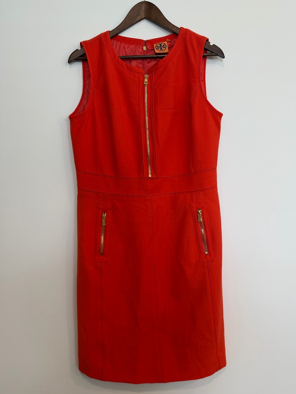 Tory Burch Mariel Marmalade Wool Blend Zip Sheath Dress Size 12